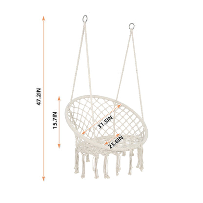 Macrame Hanging Hammock Chair, Rope Swing For Indoor And Outdoor Use