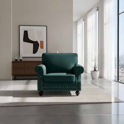 Upholstered Accent Armchair With Turned Legs For Living Room