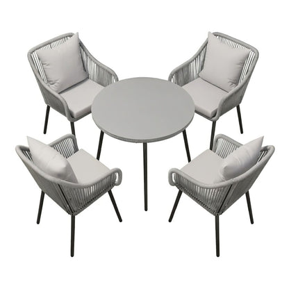 5 Piece Twisted Rattan Patio Dining Set With Table