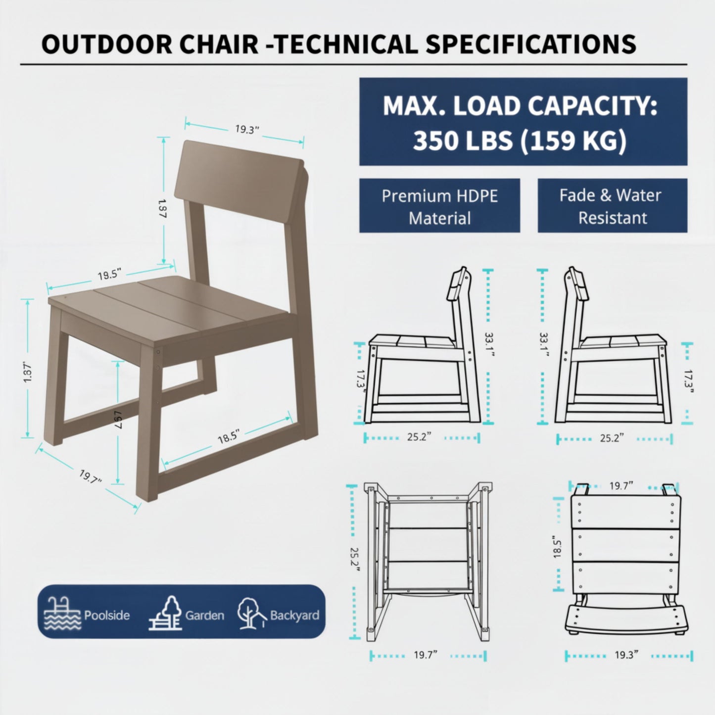 All Weather Patio Dining Chairs (Set of 2)