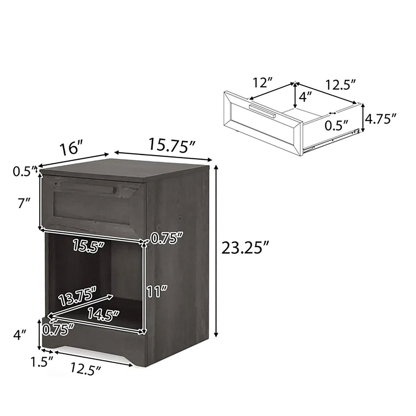 Broxon - Rustic Drawer Nightstand