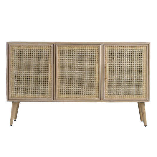 Wooden Accent TV Cabinet With 3 Doors - Brown