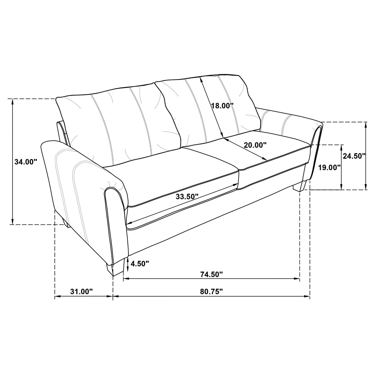 Dixon - Upholstered Sofa With Rounded Arms And Texture - Gray