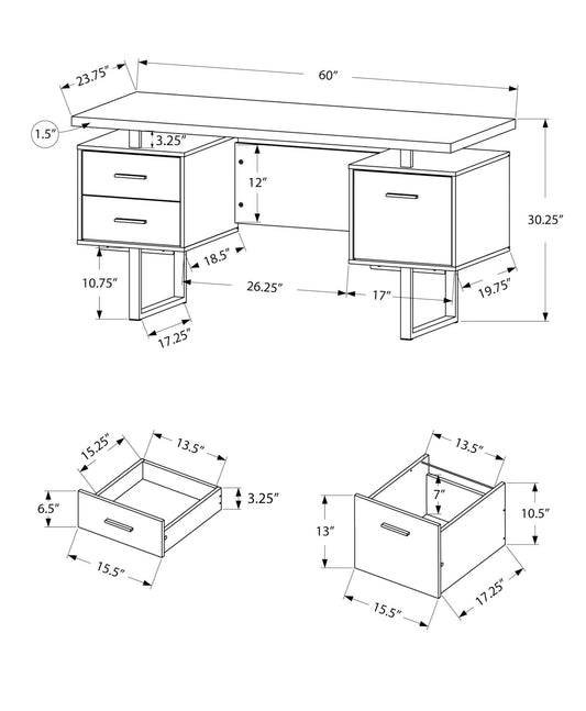Computer Desk For Home Office, Laptop, Left, Right Set - Up, Storage Drawers, Contemporary & Modern - Black