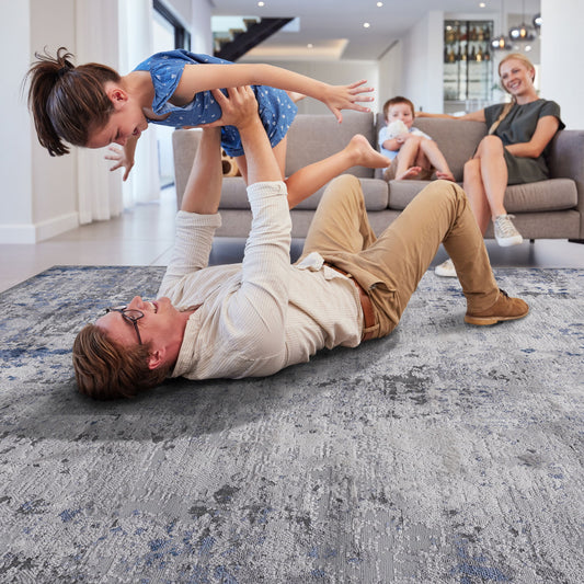 Marfi - 8' X 10' Abstract Area Rug - Silver / Blue