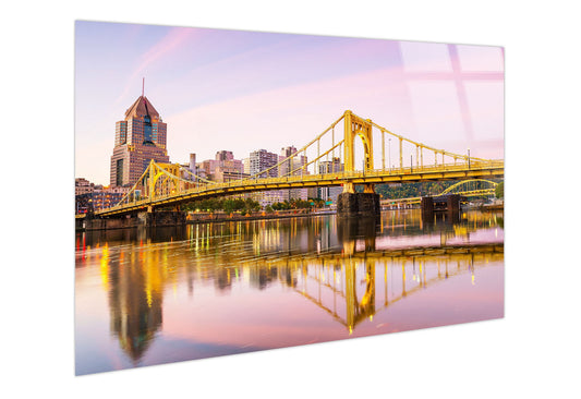 Gold Bridge Reflections Tempered Glass With Foil - Gold / Pink