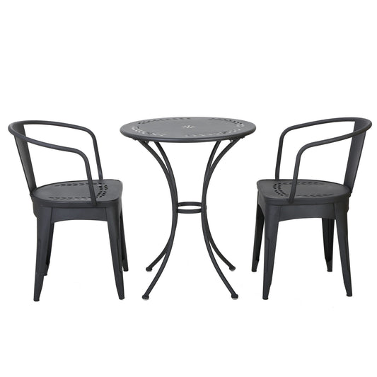 Ambrosia - 3 Piece Bistro Set With Leaf Motifs Top And Seat