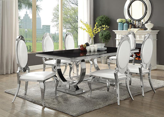 7-Piece Chrome & Black Dining Set