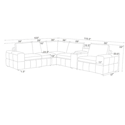 Modular Sectional With Large Square Arms