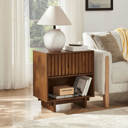 Nightstand With Hidden Charging Station USB Ports & Outlet Hole