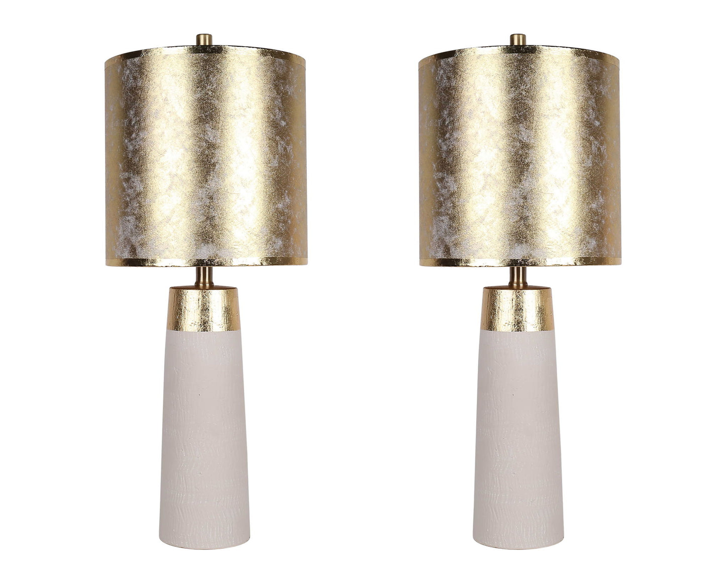 "Luxe Radiance" Ceramic Table Lamp (Set of 2) - Off White / Gold