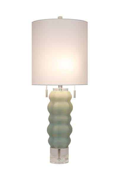 Oceanic Wave Glass & Crystal Table Lamp (Set of 2) - Mist Blue / Clear Crystal