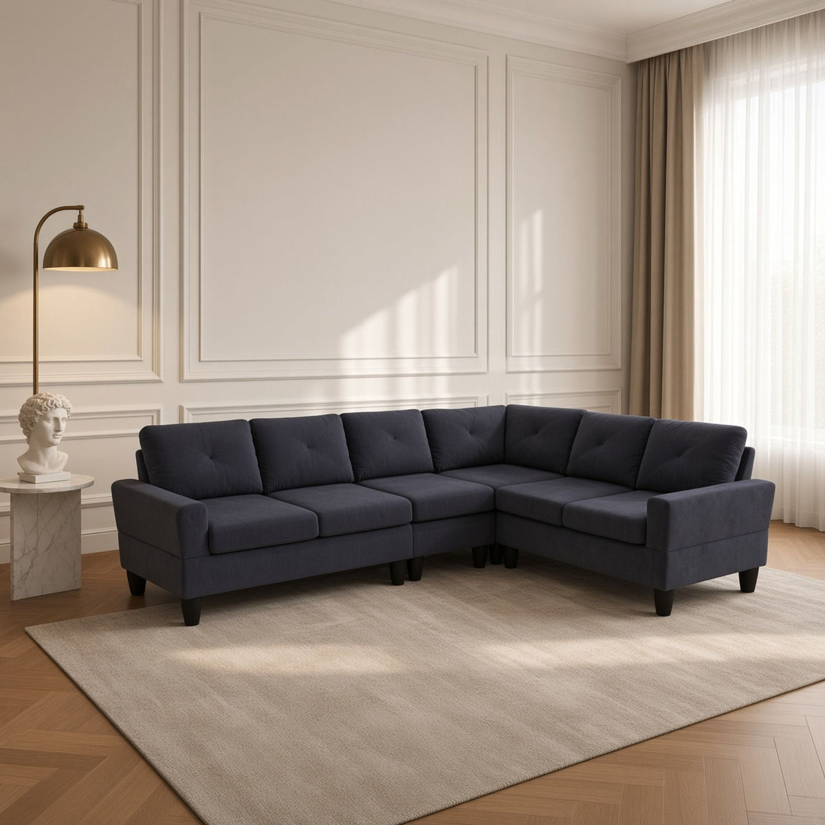 Modular L - Shaped Sectional Sofa 6 Seater 4 Piece Couch With Chaise