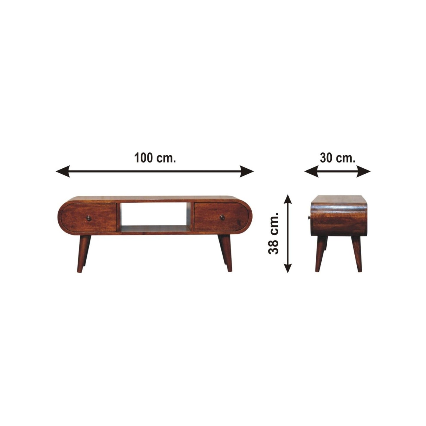 Solid Wood Circular TV Unit