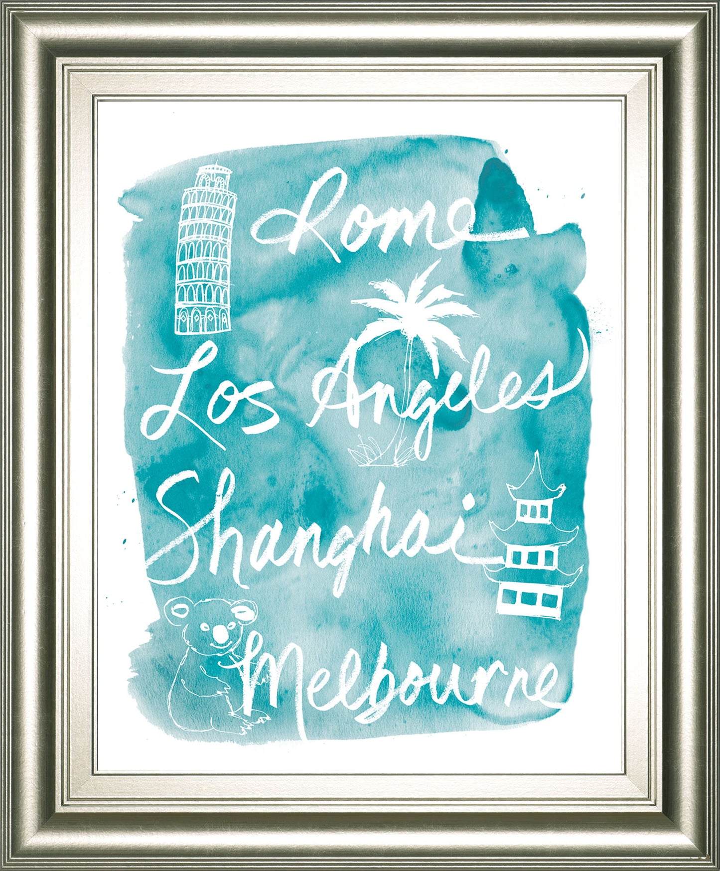 Sightseeing Il By Lottie Fontaine - Framed Print Wall Art - Light Blue