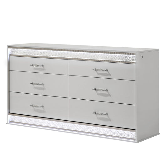 Glam - 6 Drawer Dresser & LED Lighting (Includes Dresser Only) - White