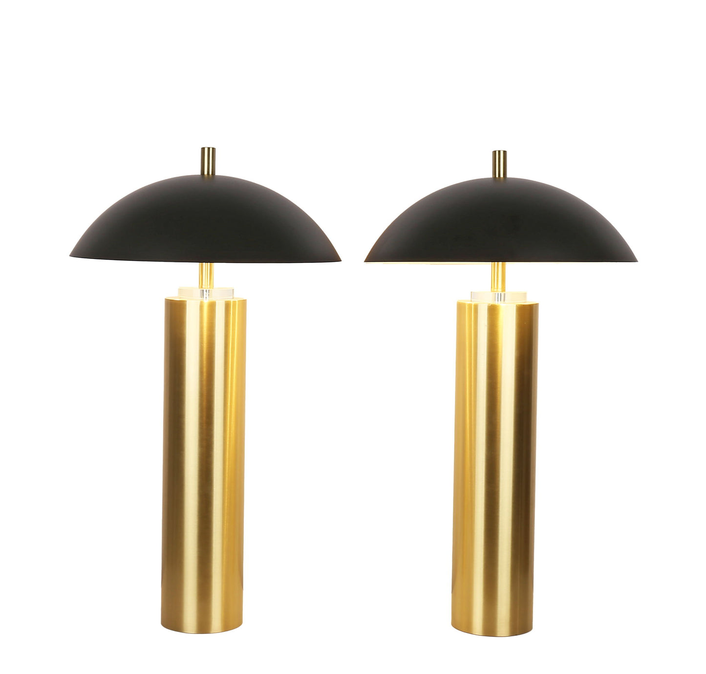 Aurora Column On/Off Touch, USB Charging, Metal & Crystal Table Lamp (Set of 2) - Soft Gold / Matte Black