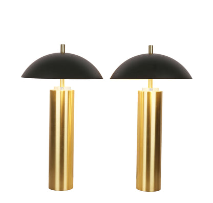 Aurora Column On/Off Touch, USB Charging, Metal & Crystal Table Lamp (Set of 2) - Soft Gold / Matte Black