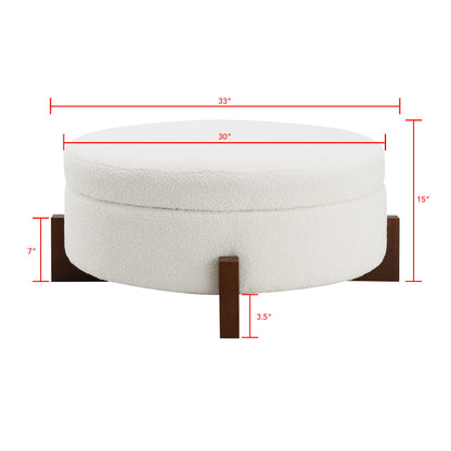 Round Storage Ottoman, Footrest Stool For Living Room