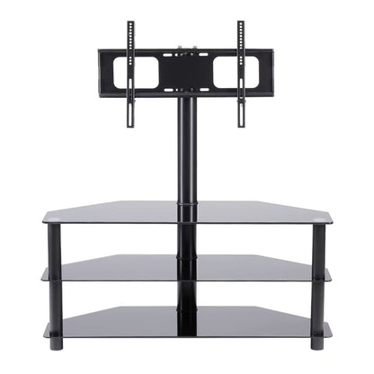 43.3" Multi-Function TV Stand Height Adjustable Bracket Swivel 3 Tier - Black