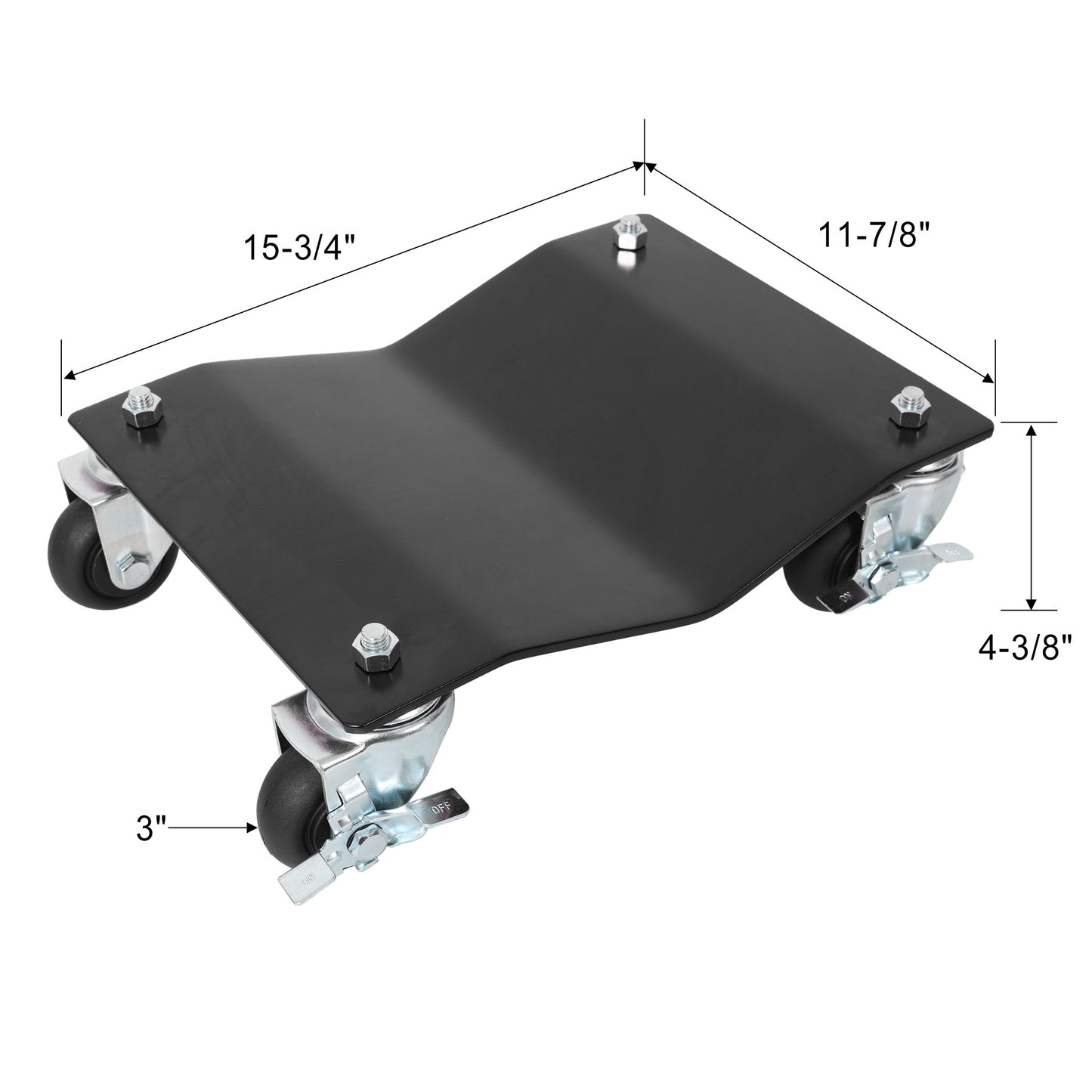 Heavy Duty Steel Vehicle Dollies With Brakes, 2500Lbs Capacity