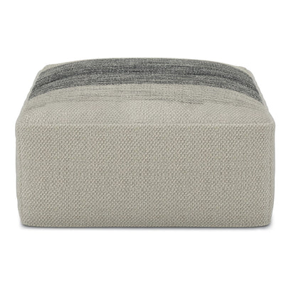 Sabella - Square Woven Outdoor / Indoor Pouf - Gray / White