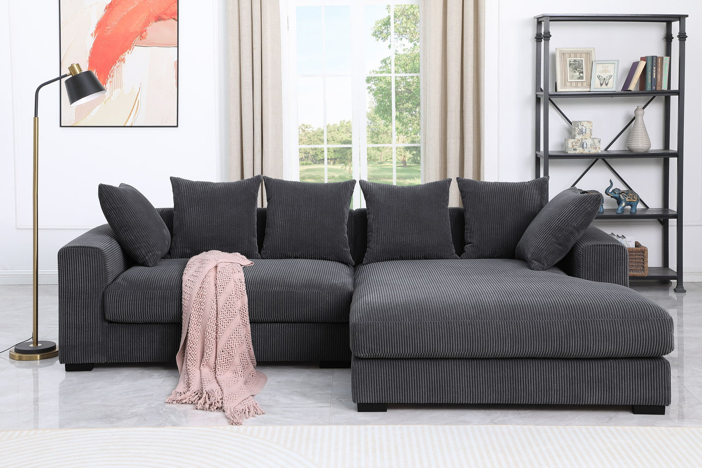 Naomi - 3 Piece Upholstered Sectional - Dark Gray