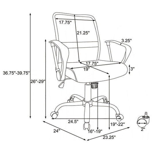 Swivel Office Chair With Base Adjustable Height - Black