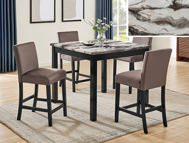 5-Piece Counter Height Dining Set – Brown