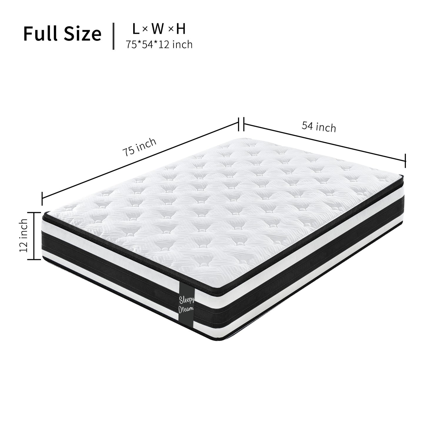 12" Breathable Hybrid Mattress, Memory Foam, Individual Pocket Springs