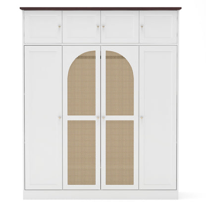 8 Door Armoire Wardrobe With Adjustable Shelves And Hanging Rod