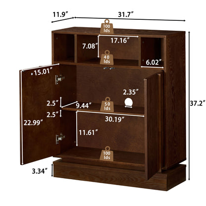 Fluted Sideboard Buffet Cabinet With 2 Doors And Adjustable Shelf, Storage Cabinet For Entryway