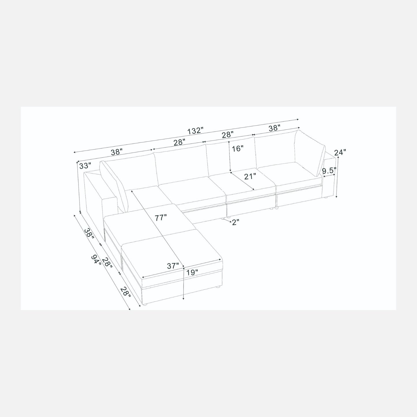 Modern Reversible Modular Sectional