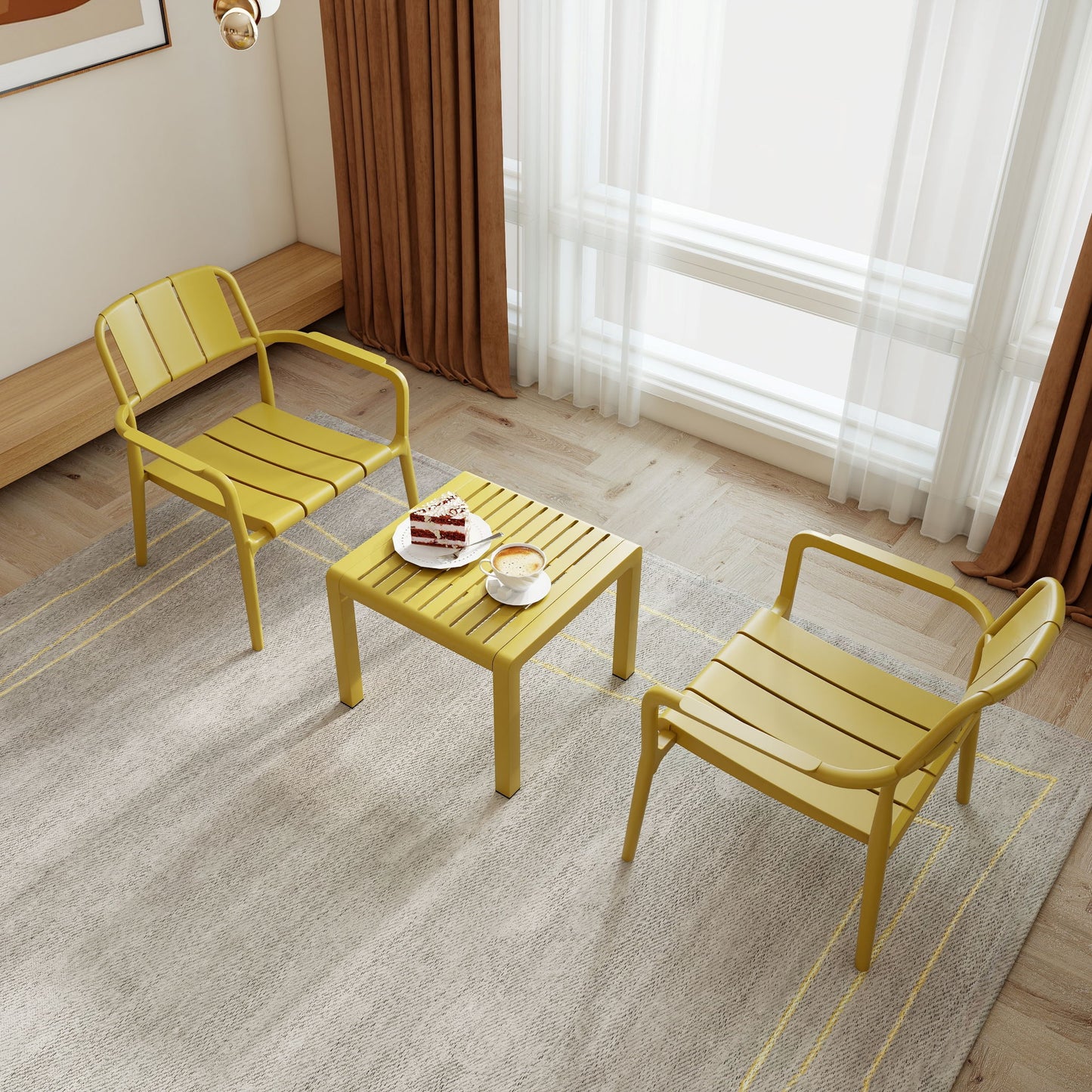 3 Piece Indoor / Outdoor Leisure Table And Chair Set