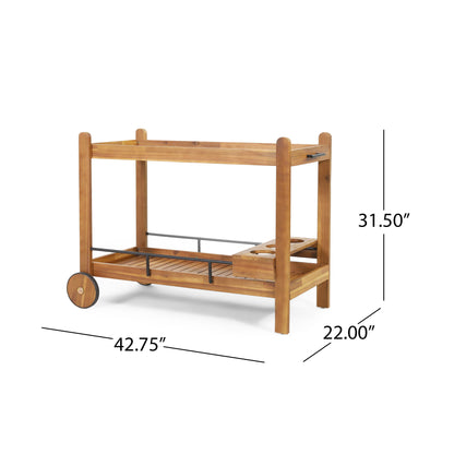 Bar Cart With Wine Bottle Holders, - Black