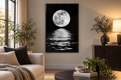 Moonlit Resonance - 32 X 48 - High Gloss Canvas In Frame - Black