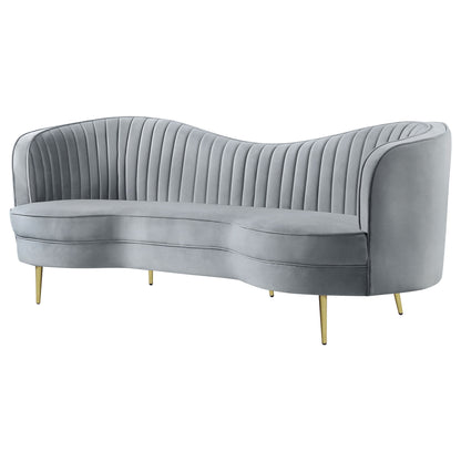 Reigha - Upholstered Sofa Lounge Furniture With Channel Tufted Backrest - Gray
