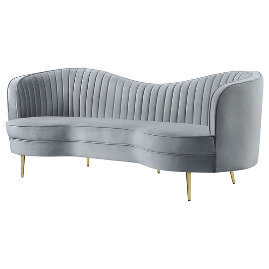 Reigha - Upholstered Sofa Lounge Furniture With Channel Tufted Backrest - Gray