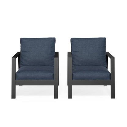 All-Weather Ergonomic Patio Armchairs With Thick Cushions (Set of 2)