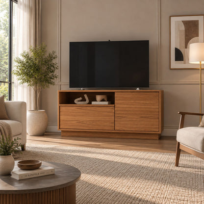 TV Stand For TVs Up To 45" With 1 Door, 1 Drawer, 1 Open Shelf - Oak