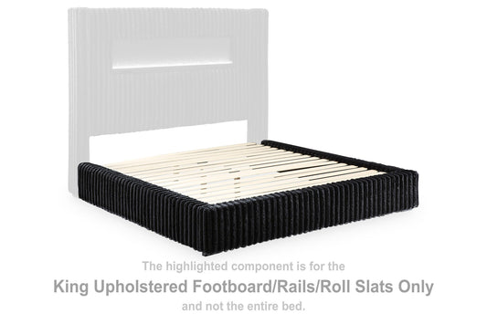 Tayleena - King Upholstered Footboard / Rails / Roll Slats - Black