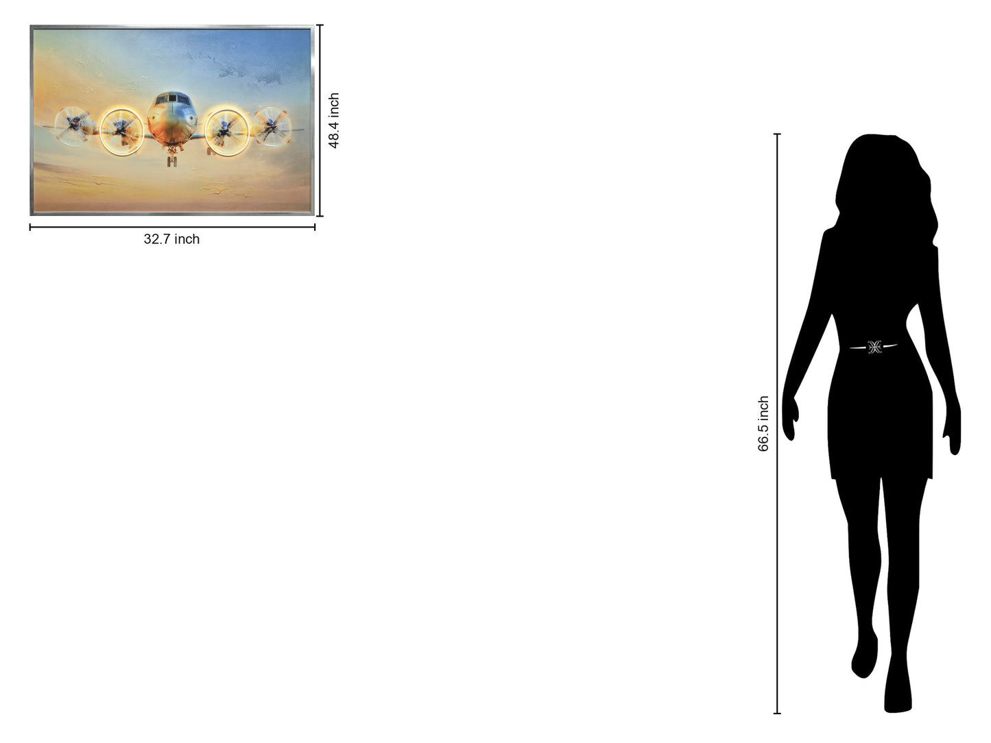 "Aviation Glow" Hand-Embellished LED In Frame - Metallic / Multicolor