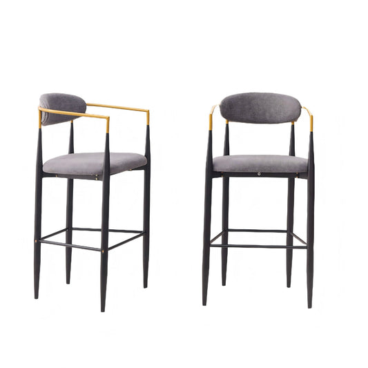 Upholstered Bar Stool With Ergonomic Design (Set of 2)
