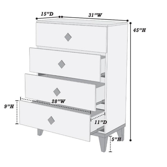 Bedroom Chest Of Drawers With 4 Drawer Storage - Gray / Gray