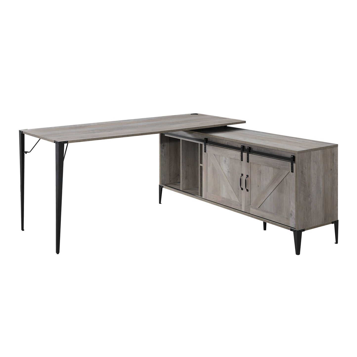 Zakawani - Writing Desk With Cabinet - Gray