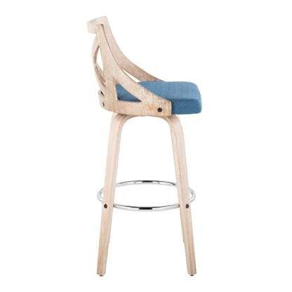 Charlotte - Farmhouse Fixed Height Bar Stool With Swivel And Round Footrest (Set of 2)