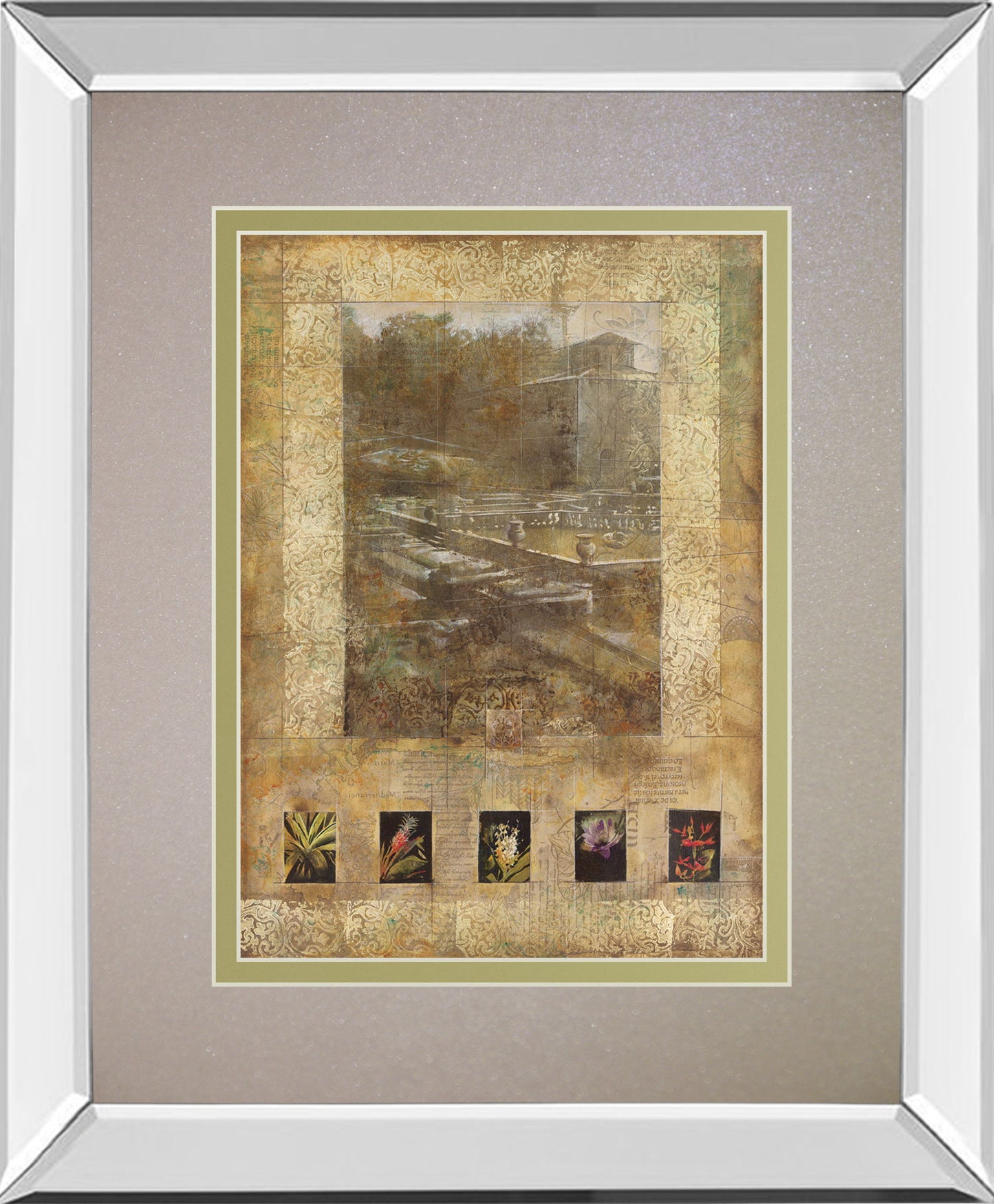 Botany Journal I By Kemp - Mirror Framed Print Wall Art - Beige