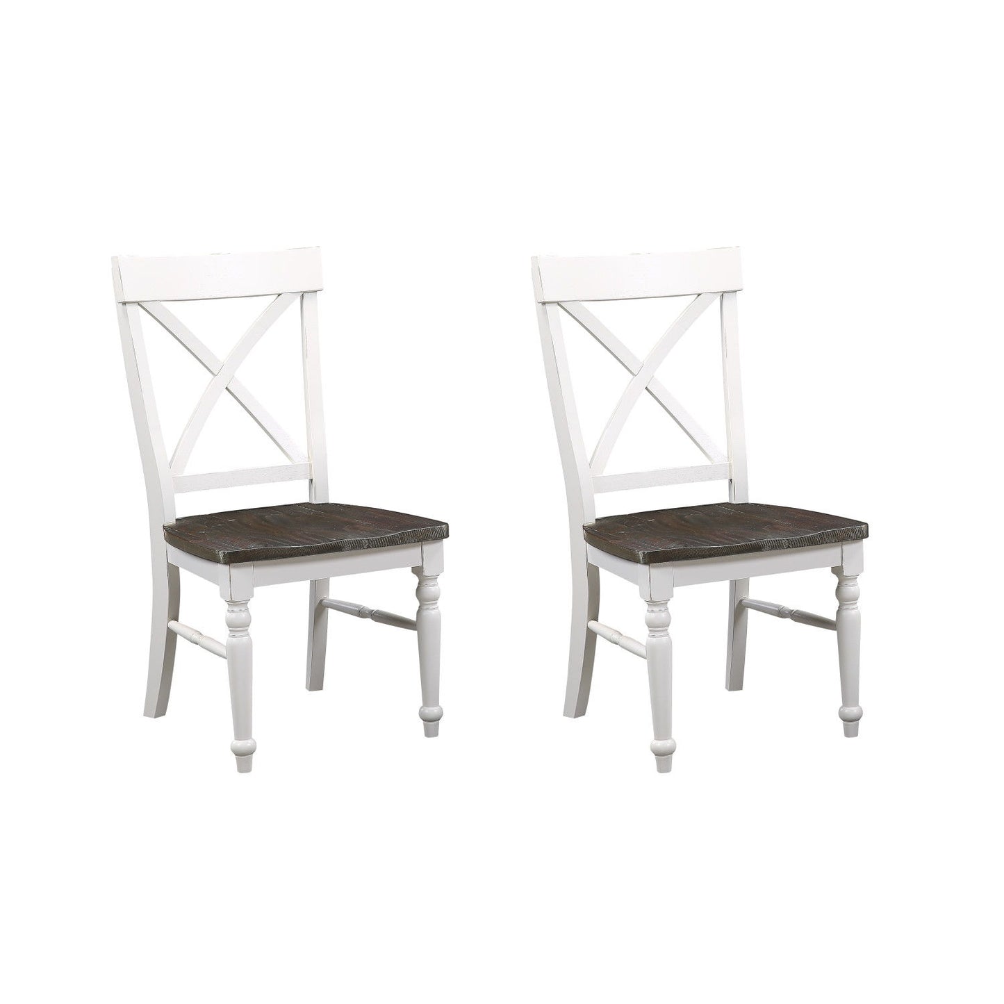 Dining Chairs (Set of 2) - Brown / White