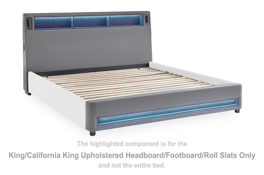 Verishaw - King/California King Upholstered Headboard/Footboard/Roll Slats - Gray