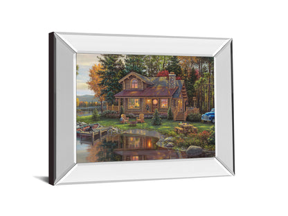 Mirrored Frame Peace Like A River Cabin By Kim Norlien - Green